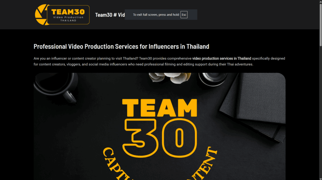 Team30.cc - Professional Video Production for Content Creators in Thailand